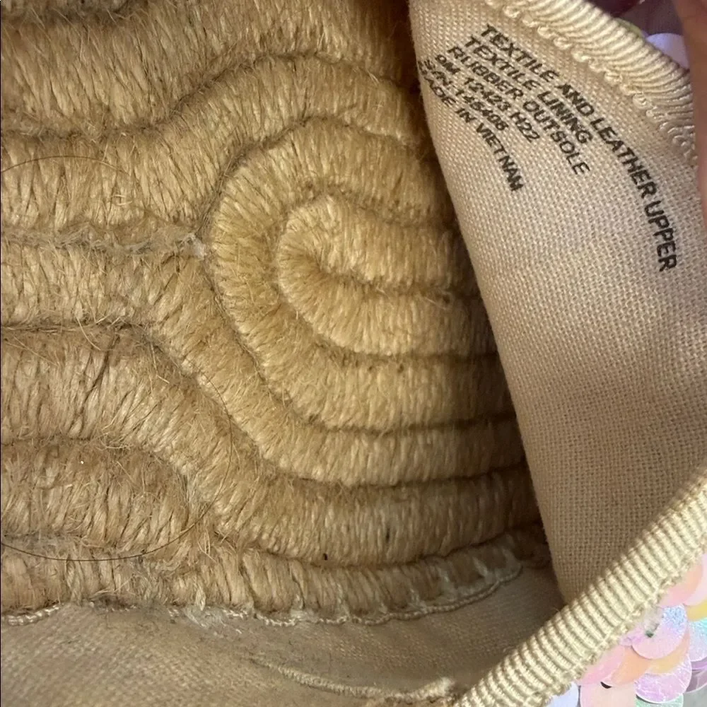 Tory Burch Green and Cream Sequin Espadrilles